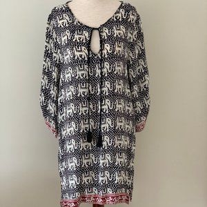 Tolani Tassel Dress Black and White Elephant
